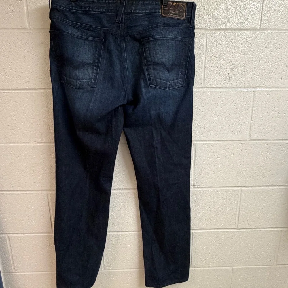Guess Mens Lincoln Straight Denim Jeans 38x34 Wash Indigo Whiskered Classic Y2K